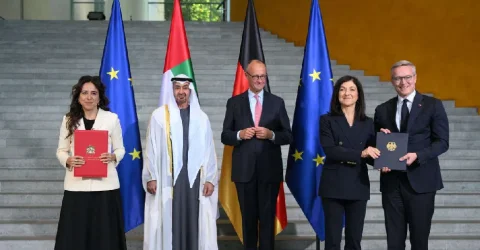 الشيخ محمد بن زايد والمستشار الألماني يعلنان عن اتفاقيات جديدة